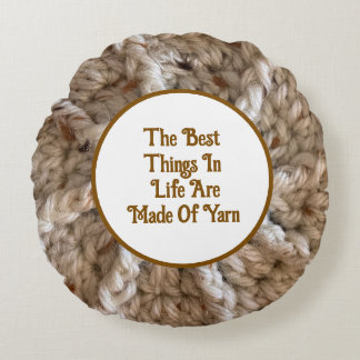 Crochet Beige Crafter Knit Crafty Love Yarn Round Cushion