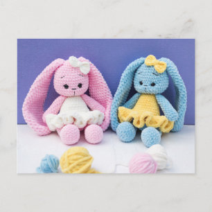 Crochet Bunny Friends – Collectible Art Postcard