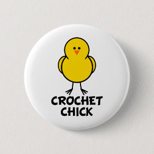 Crochet Chick 6 Cm Round Badge