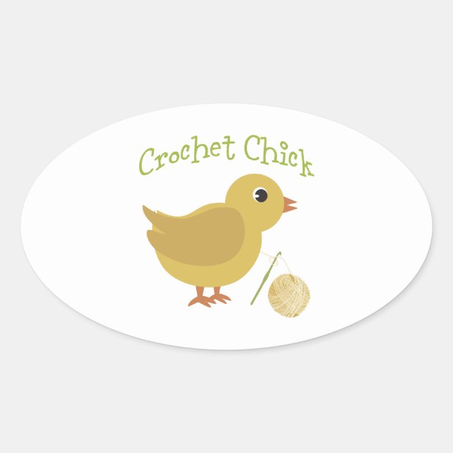 Crochet Chick Oval Sticker (Front)