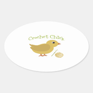 Crochet Chick Oval Sticker