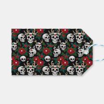 Crochet Christmas Skulls With Poinsettias