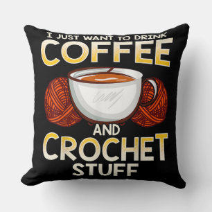Crochet Coffee And Lover Knitter T-Shirt Cushion