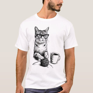 Crochet Coffee & Cats - Crochet Cat Lover T-Shirt