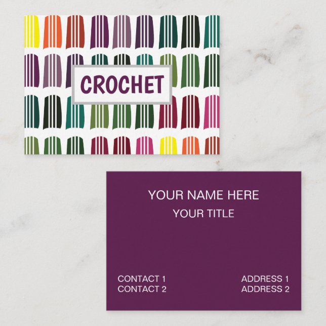 Crochet Colourful Knitting Yarn Pattern Crochet Business Card (Front/Back)