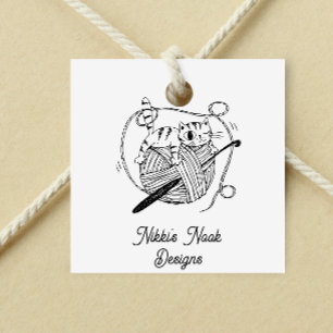 Crochet Crafter Cute Cat Logo Customised Rubber Stamp