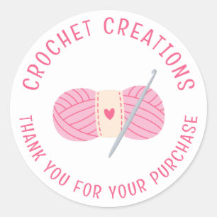 Crochet Crocheting Thank You Custom Small Business Classic Round Sticker