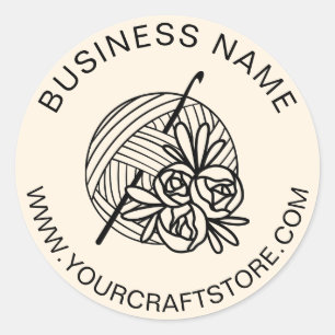 Crochet Crocheting Website Custom Business Name Classic Round Sticker