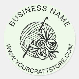 Crochet Crocheting Website Custom Business Name Classic Round Sticker