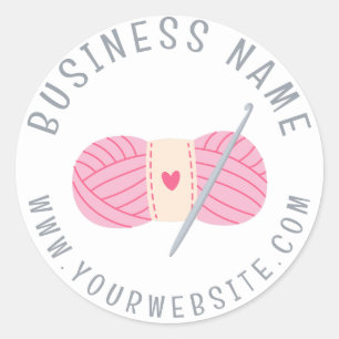 Crochet Crocheting Website Custom Business Name Classic Round Sticker