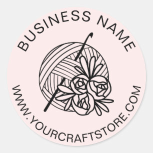 Crochet Crocheting Website Custom Business Name Classic Round Sticker