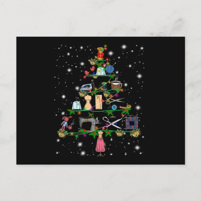 Crochet Equipments Christmas Tree Covered Lights Postcard (Front)