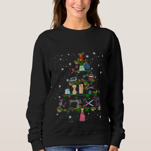 Crochet Equipments Christmas Tree Covered Lights Sweatshirt (Front)