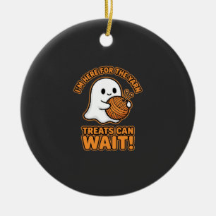 Crochet Ghost Yarn Halloween Design Ceramic Tree Decoration