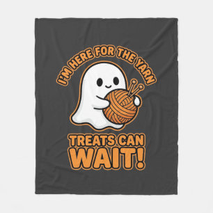 Crochet Ghost Yarn Halloween Design Fleece Blanket