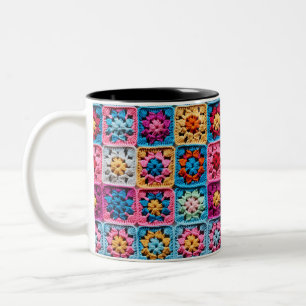 Crochet Granny Square Craft Two-Tone Coffee Mug