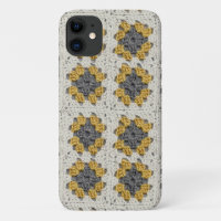Crochet granny square yellow and grey