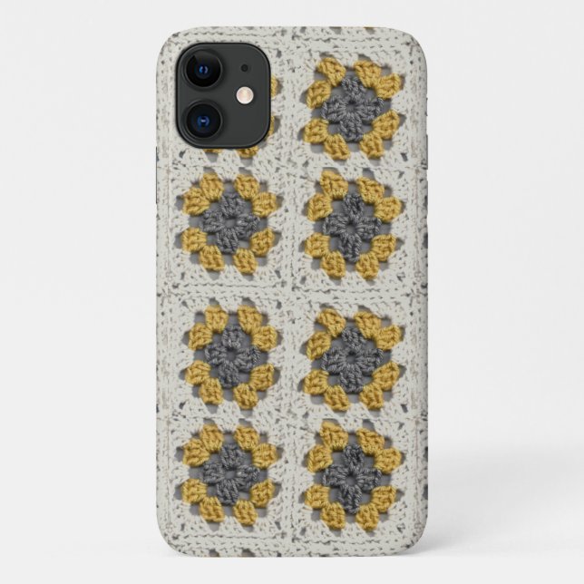 Crochet granny square yellow and grey Case-Mate iPhone case (Back)