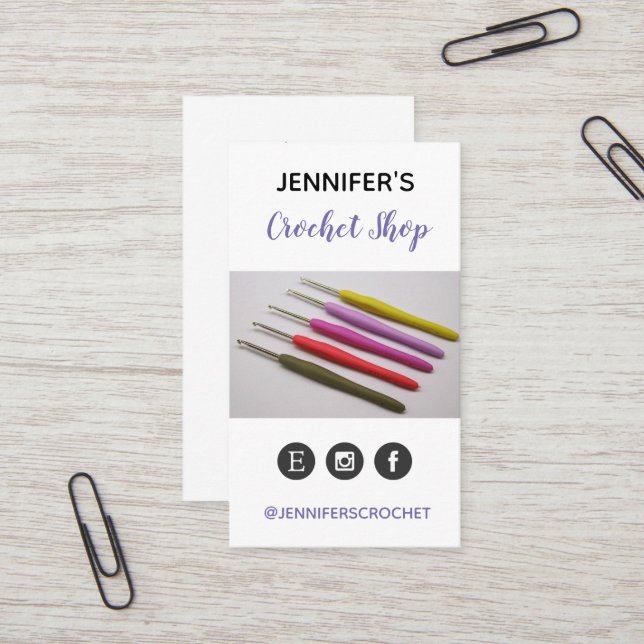 Crochet Hook Handmade Craft Business Card (Front/Back In Situ)