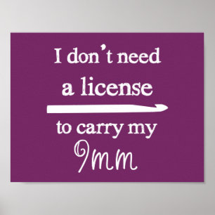Crochet Hook License Crafts {Dark} Poster