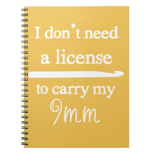 Crochet Hook License Crafts {Dark} Spiral Notebook (Front)