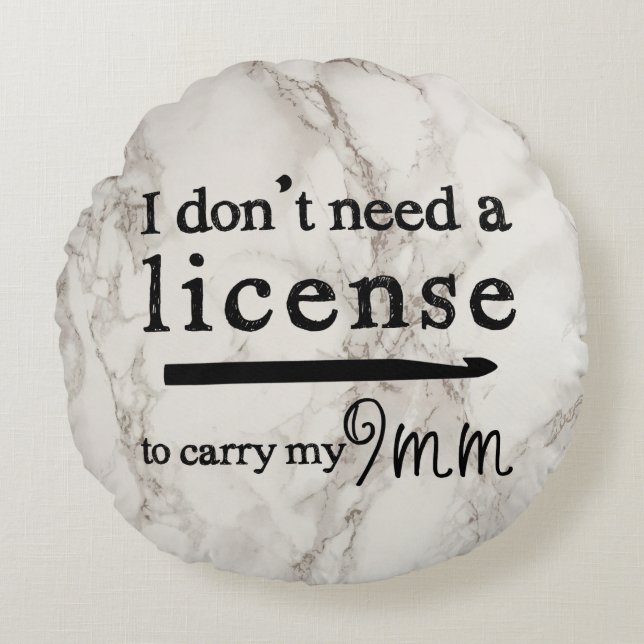 Crochet Hook License Crafts Marble Design Round Cushion (Front)