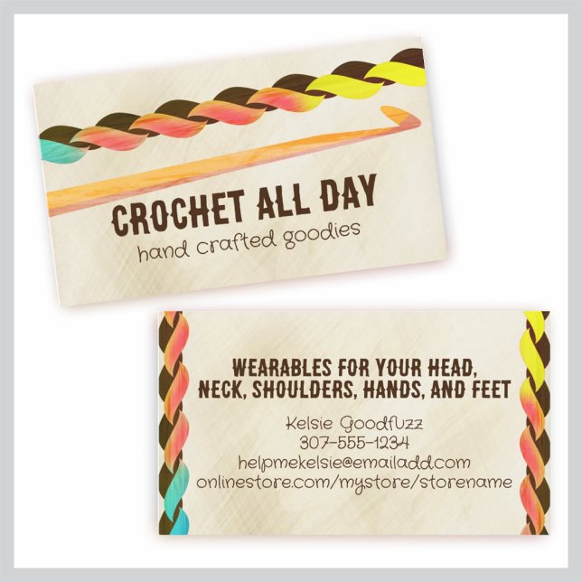 crochet hook stitching yarn crafts craft show business card (Creator Uploaded)