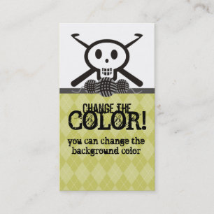 crochet hooks skull with yarn business card