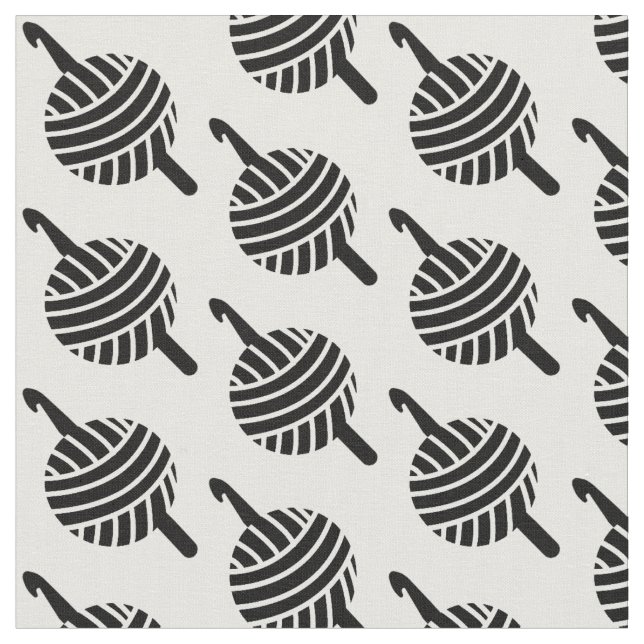 Crochet Hooks + Yarn Ball Crafts Fabric (Close Up)
