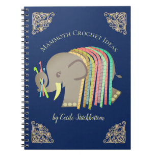 Crochet hooks yarn elephant crafts pattern binder spiral notebook