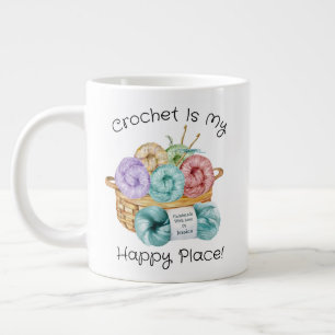 Crochet Is My Happy Place Personalized Large Coffee Mug