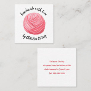 Crochet / Knit Pink Watercolor Yarn Handmade Craft Square Business Card