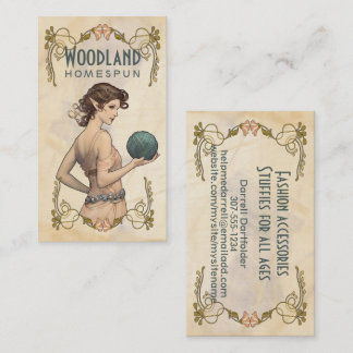 Crochet knitting handspun yarn fairy elf girl business card