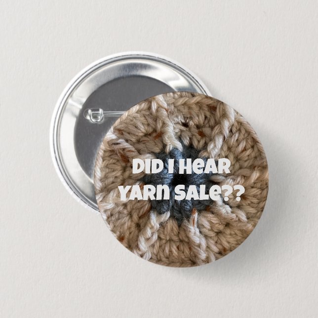 Crochet Knitting Humour Beige Blue Craft Love Yarn 6 Cm Round Badge (Front & Back)
