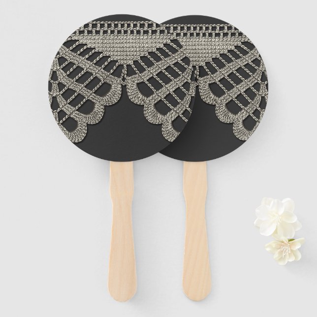 Crochet Lace Hand Fan (Front and Back)