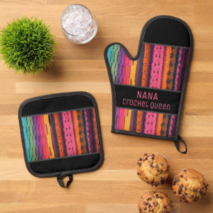 Crochet look! For the kitchen queen! Oven Mitt  & Pot Holder Set