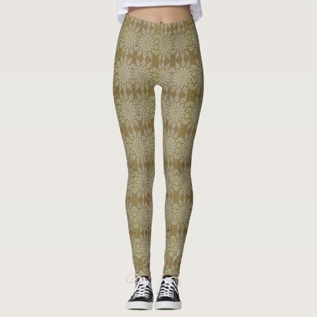 Crochet Look Leggings in Colour Pear- HAMbyWG (Front)