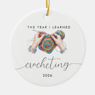 Crochet Lover Hobby Gift Year I Learned Ceramic Tree Decoration