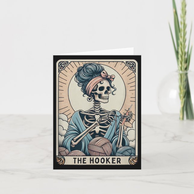Crochet Lover Tarot Card Funny Crochet Skeleton (Front)