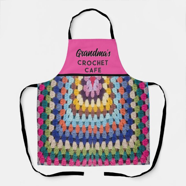 Crochet-loving Grandma's All-Over Print Apron (Front)
