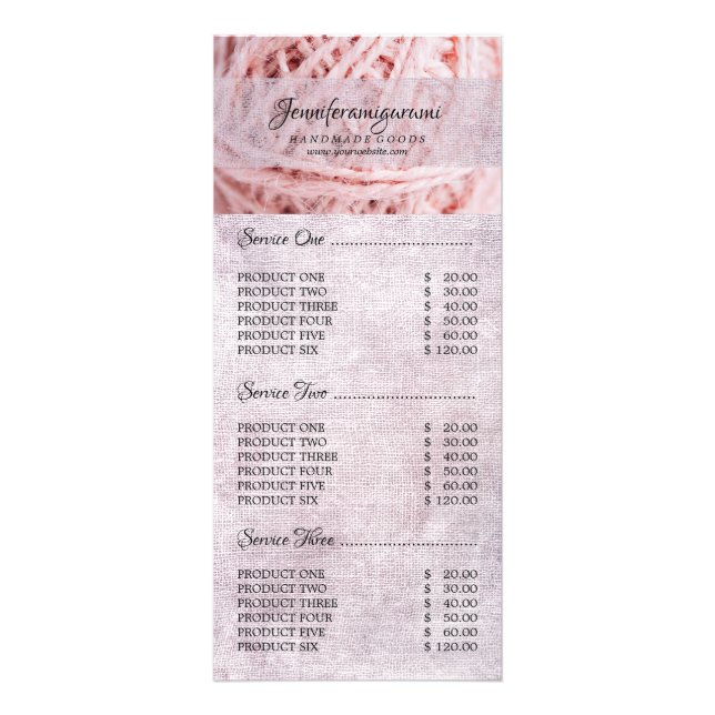 Crochet Plush Custom Orders Rack Card (Front)