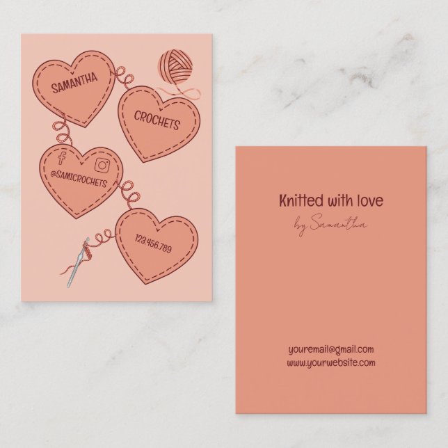 Crochet Professional Knitting Handmade Business Card (Front/Back)