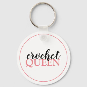 Crochet Queen Script Key Ring