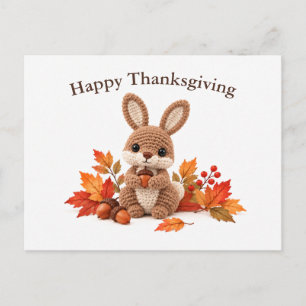 Crochet Rabbit Happy Thanksgiving Postcard