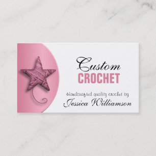 Crochet - Star Shaped Yarn Pink Business Cards