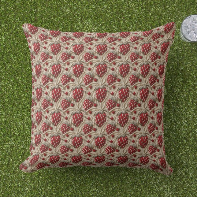 Crochet Strawberries Fruit  Cushion (Grass)