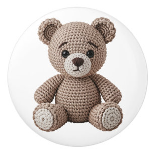 Crochet Teddy Bear Ceramic Knob