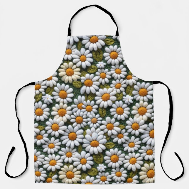 Crochet White Daisies Spring Wildflowers Apron (Front)