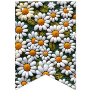 Crochet White Daisies Spring Wildflowers Bunting