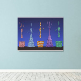 Crochet Women dancing Silloute pattern Canvas Print